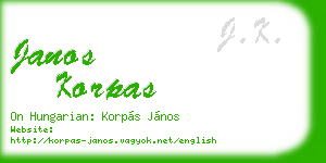janos korpas business card